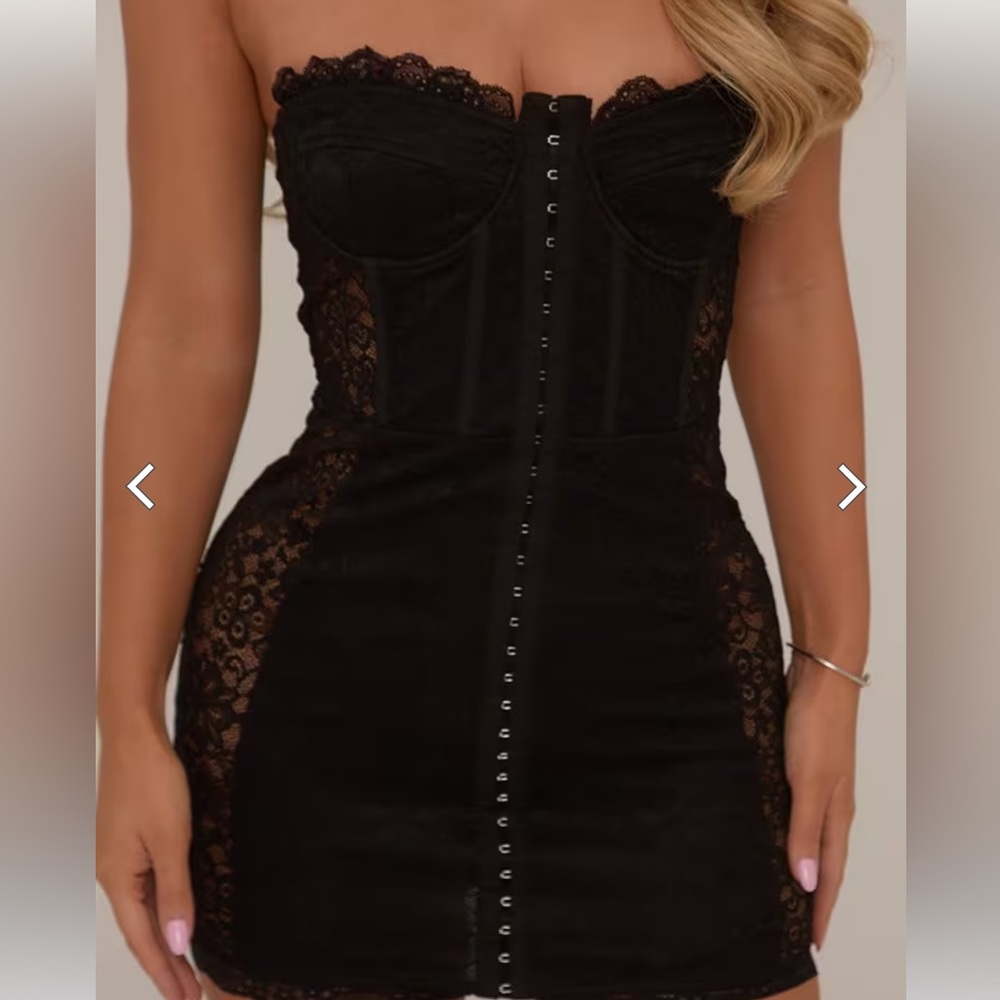 Black lace mini dress